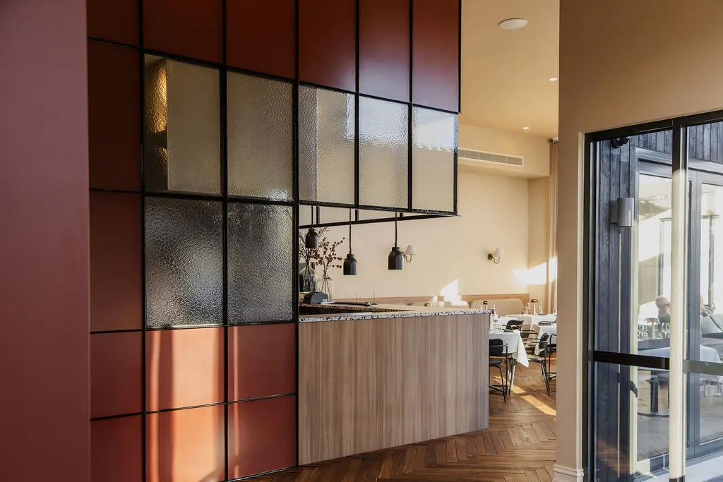 Custom tbar steel feature wall within The Retreat Geelong, Fabrication completed by Geelong Steel Fabrication